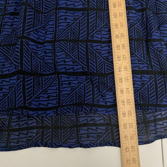 Lucky Brand Tribal Print Romper Dress Size Large Blue Long Sleeve Pockets Hi Lo - Picture 8 of 9